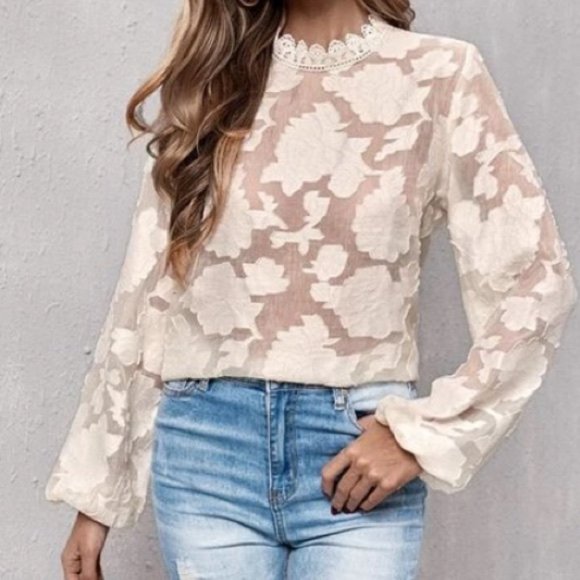 CHIC DOLLC Oblique Leaf Print Blouse Top fall wint - Picture 4 of 7